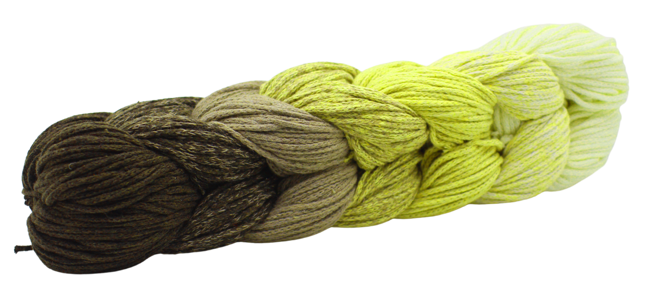 Relax Yarn Mellay fine gauge gradient yarn from olive green to lime yellow