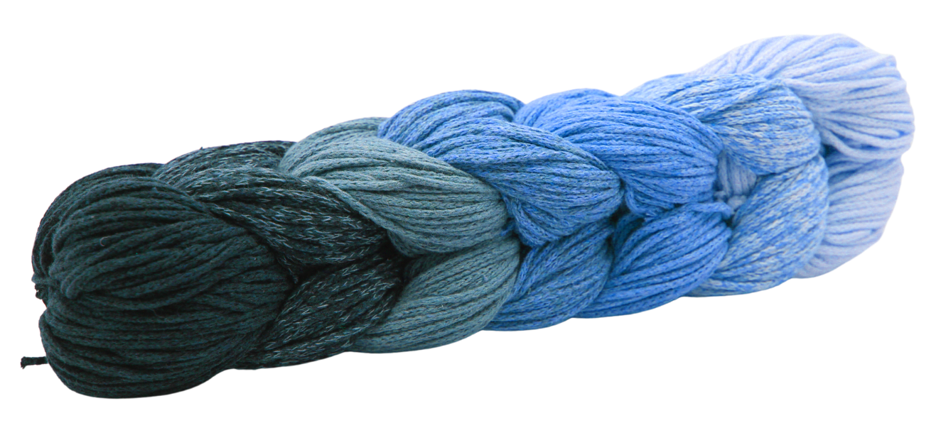 Relax Yarn Mellay recycled cotton gradient from deep teal to sky blue