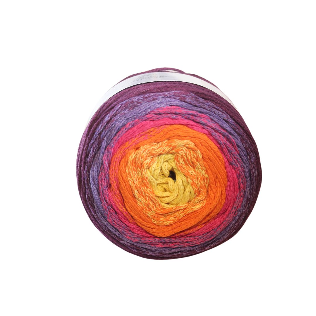Relax Yarn Braidey Cake 2mm recycled cotton cord with slow color gradient for seamless projects
