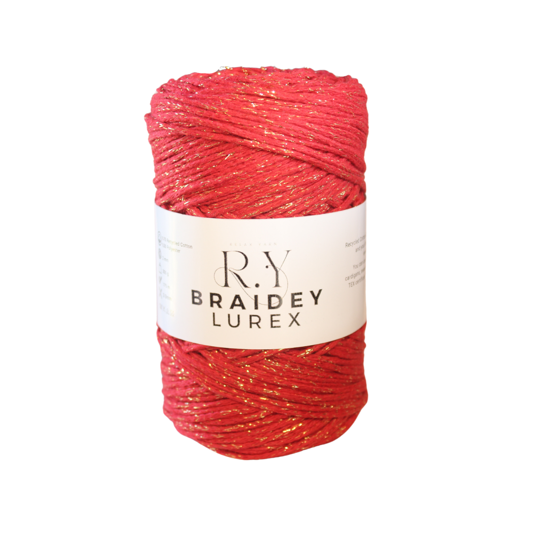 Relax Yarn Braidey Lurex 2mm braided sparkle cord with recycled cotton for shimmering accessories