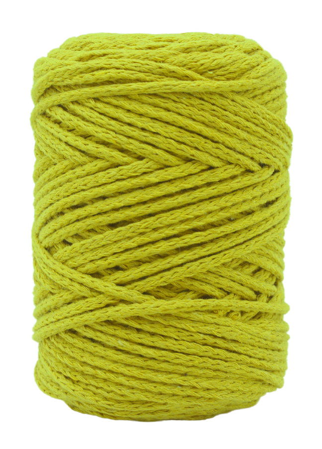 Relax Yarn Cordy versatile cord yarn with variable 3mm to 5mm gauge for chunky home decor mustard
