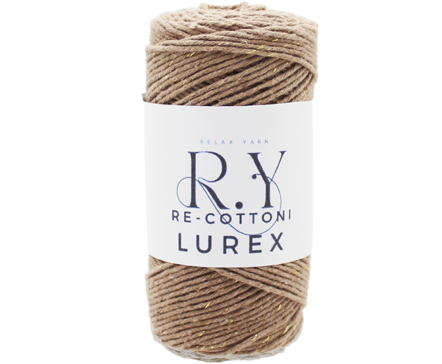 Relax Yarn Re-Cottoni Lurex 2mm recycled cotton blend with metallic sparkle for eco-friendly accessories