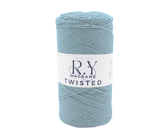 Relax Yarn Macrame Twisted cord in pale sky blue, ideal for soft fringe