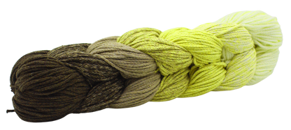 Relax Yarn Mellay fine gauge gradient yarn from olive green to lime yellow
