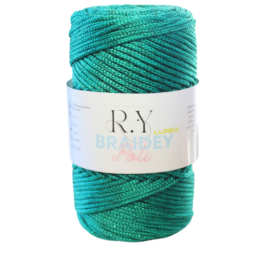 Relax Yarn Poli Braidey Lurex 3mm metallic sparkle cord for water-resistant bags and festive decor